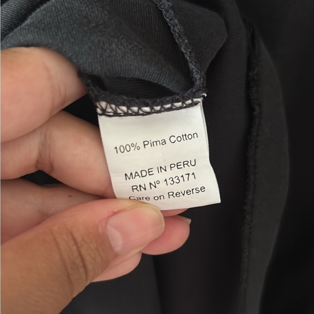 Planet by Lauren G Raw Hem Pima Cotton Sweatshirt Long Sleeve Black One Size - Picture 5 of 5